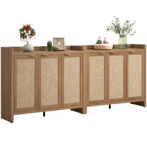 SICOTAS Shoe Storage Cabinet, 30 Pairs Rattan Shoe Cabinet Storage for Entryway, 6-Tier 41" Tall Shoe Cabinet Storage, Boho Farmhouse Storage Cabinet with Doors for Entryway Hallway Living Room Closet