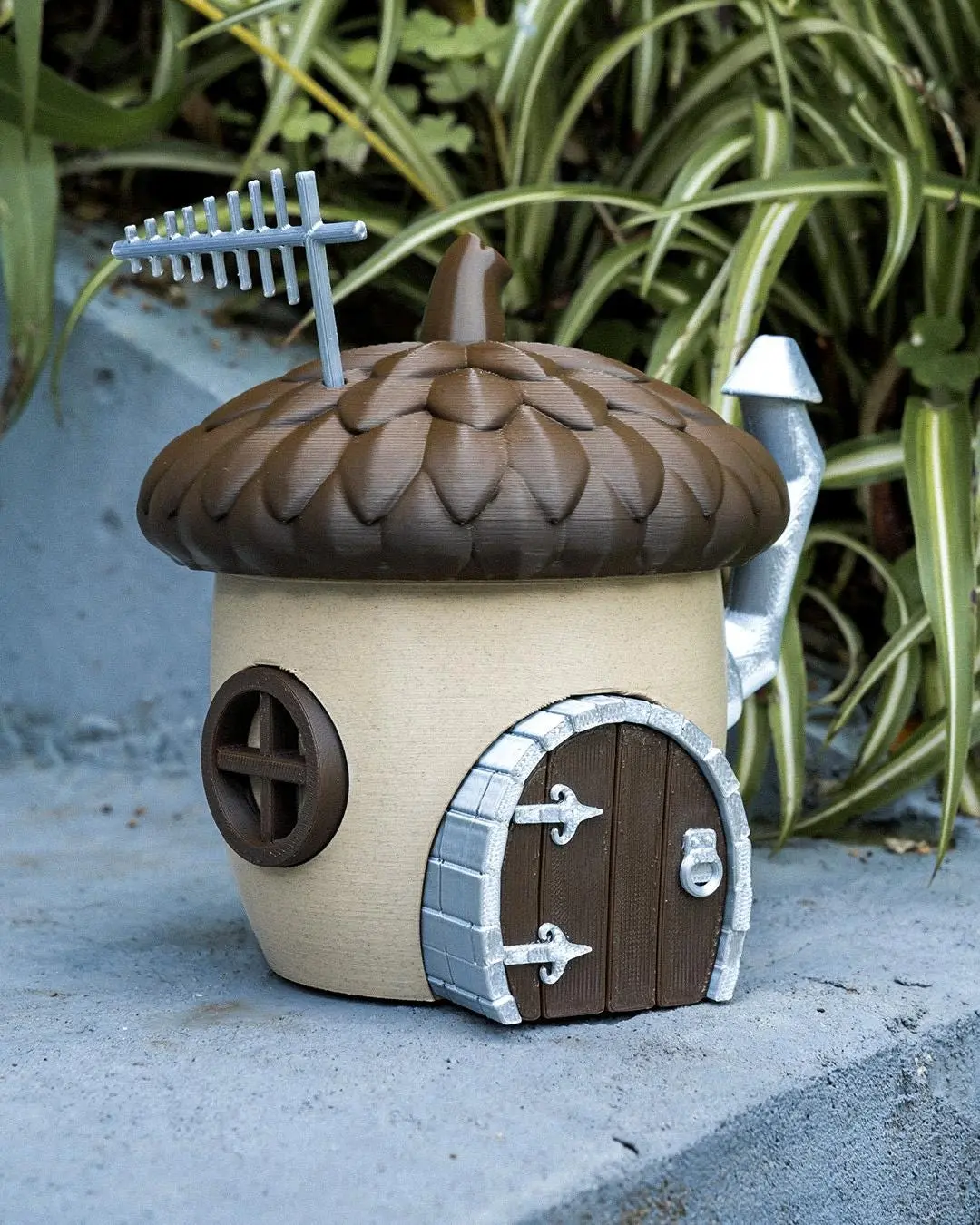 3D Printed Tiny Acorn-Shaped PLA Plastic Fairy House - Round, Lightweight, Durable, Eco-Friendly Miniature Cottage with Window, Shelf Collectibles for All Seasons Woodland Garden Decor, Home Improvement Gift