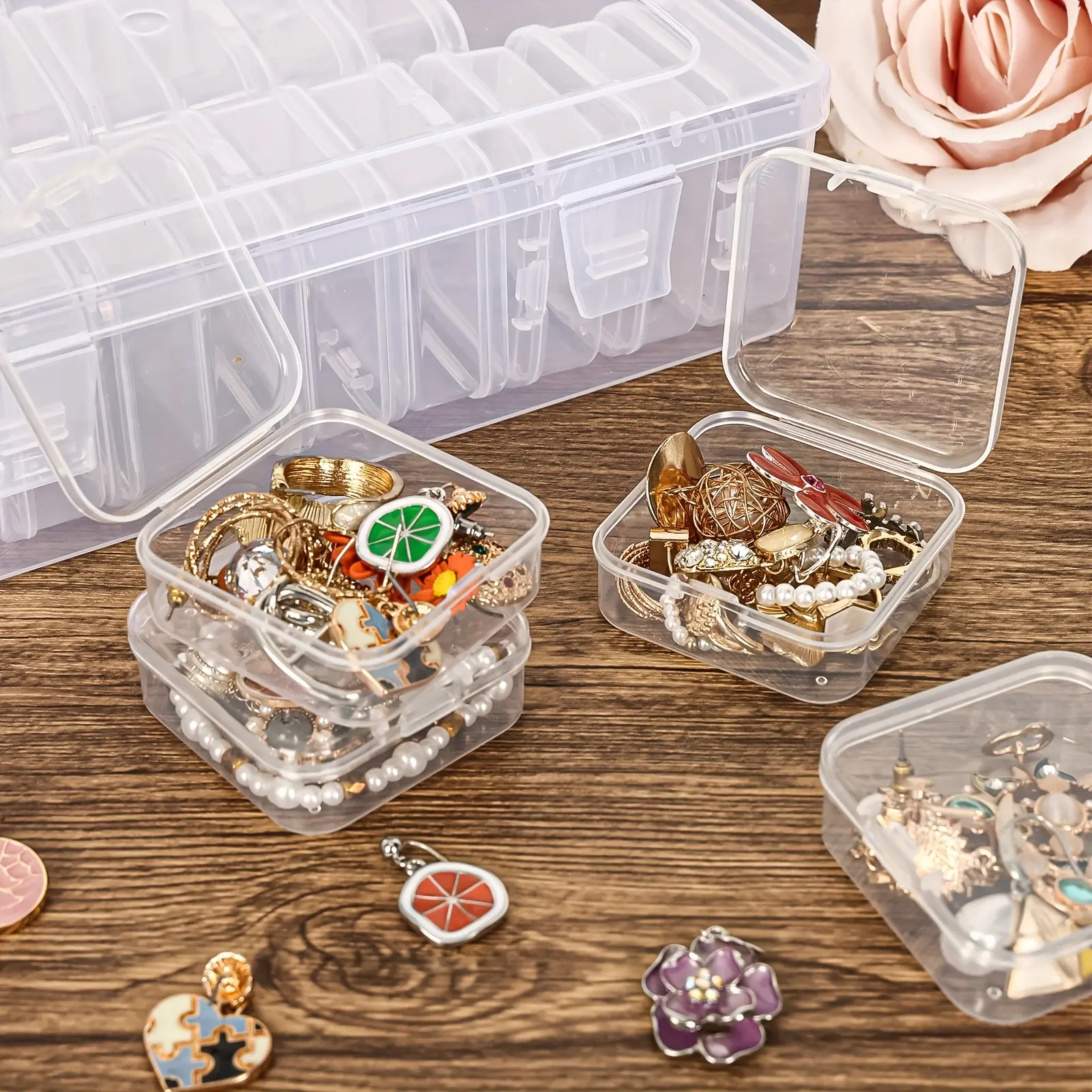 90 Bead Organizer Kit - Plastic Storage Box with Flip Lid Perler Bead Storage Kit (30/60/90-Piece) Rectangular Container Ideal for Craft Supplies Projects Bead Organization