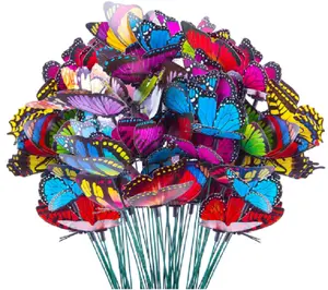 50-Piece Set of Multicolor Butterfly Garden Decorations - 11.5" Plastic Butterfly Stakes for Outdoor and Indoor Decor