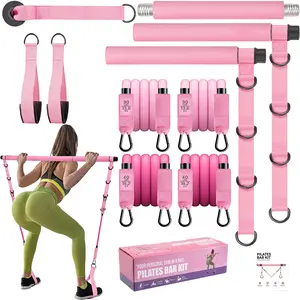 Pilates Bar Kit with Resistance Bands, Adjustable Exercise Stick for Full Body Toning, Portable Home Gym Equipment for Men & Women