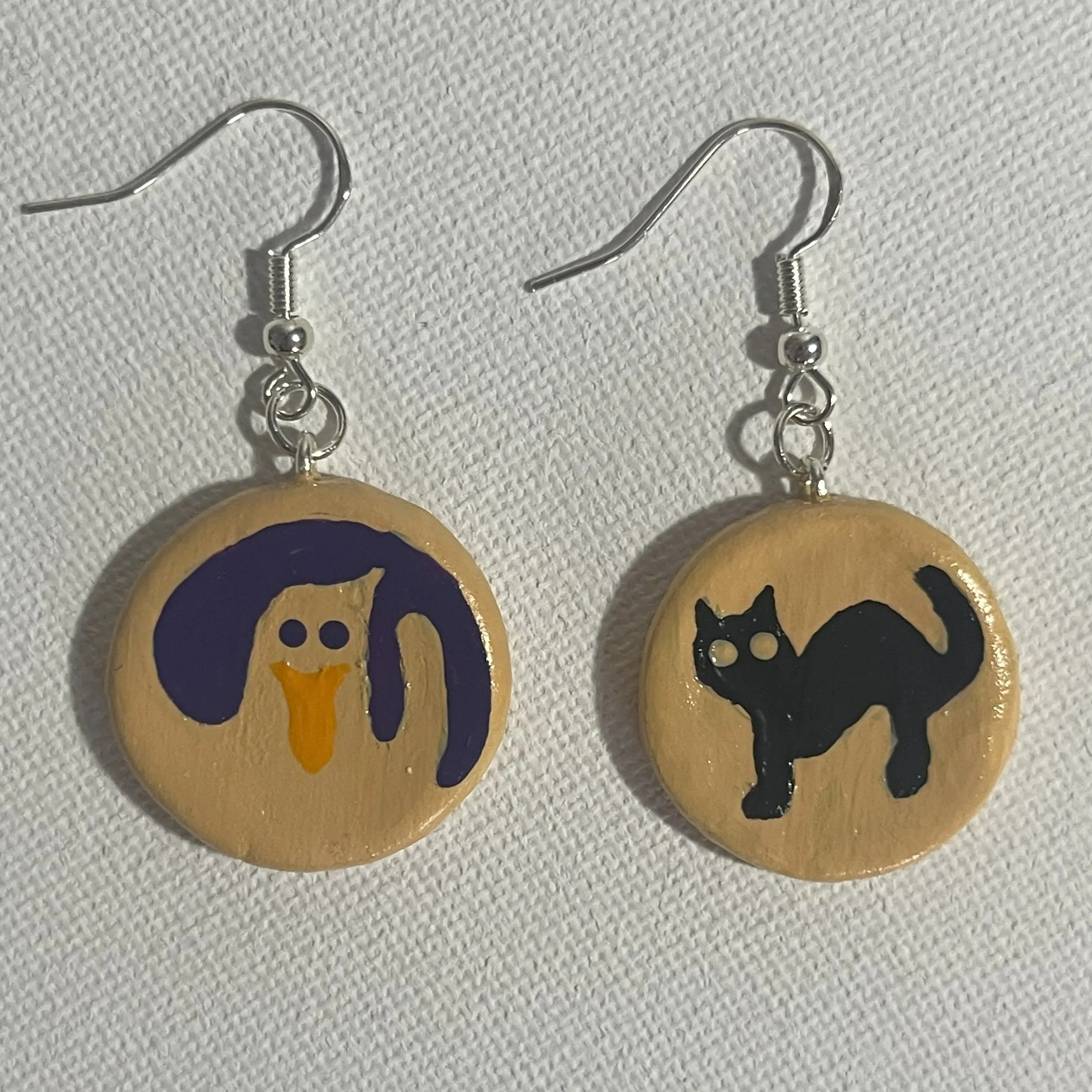 Halloween Cookie Earrings - Ghost & Cat