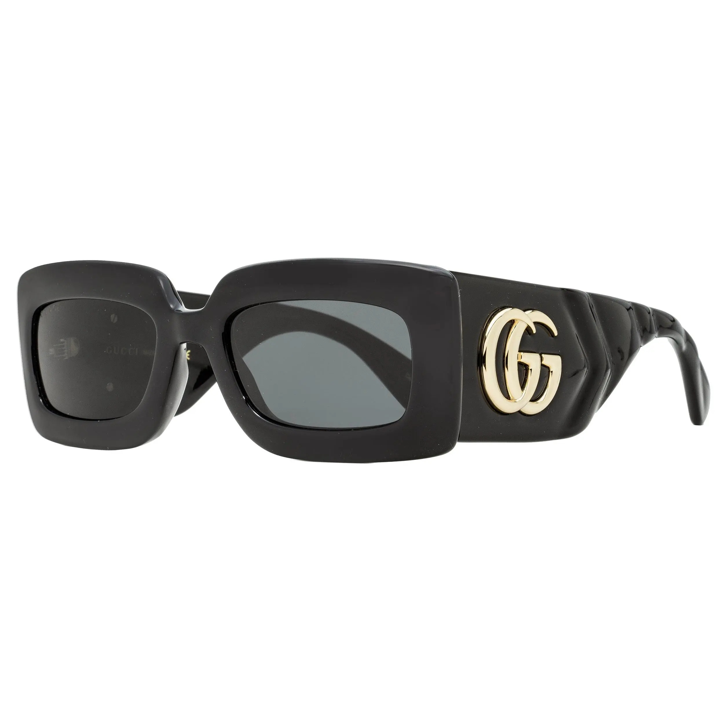 GUCCI GG0811S Marmont Women's Luxury Sunglasses, Elegant Rectangular Statement Frame in Black with Matelassé Temple, 100% UV Protection - 53mm, Stylish Accessories, Chic Sunglasses, Statement Frame Glasses, Marmont Bag, Bold, Sunwear, Women's Fashion