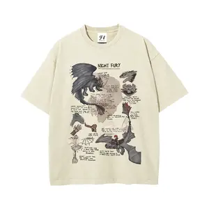 How to Train Your Dragon themed T-shirt DTG Process Unisex Loose-Fitting T-shirt, Washed Casual Top (100% Cotton, 280g), Smooth Fabric, Minimalist Style, Street Style, Classic T-shirt, Makes a Great Gift.
