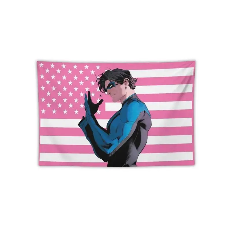 Peach Nightwing American Flag Decorative Tapestry - Modern Stripe Design Polyester Wall Hanging, 40x30in (102x76cm) for Dorm, Home Indoor Decoration