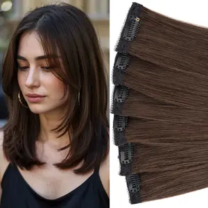 6PCS 6 Clips In Short Straight Hair Extensions 100% Remy Real Human Hair Clip Ins Mini Clip On Hairpin Hairpieces to Add Volume and Highlights For Women 10 12 14 Inch