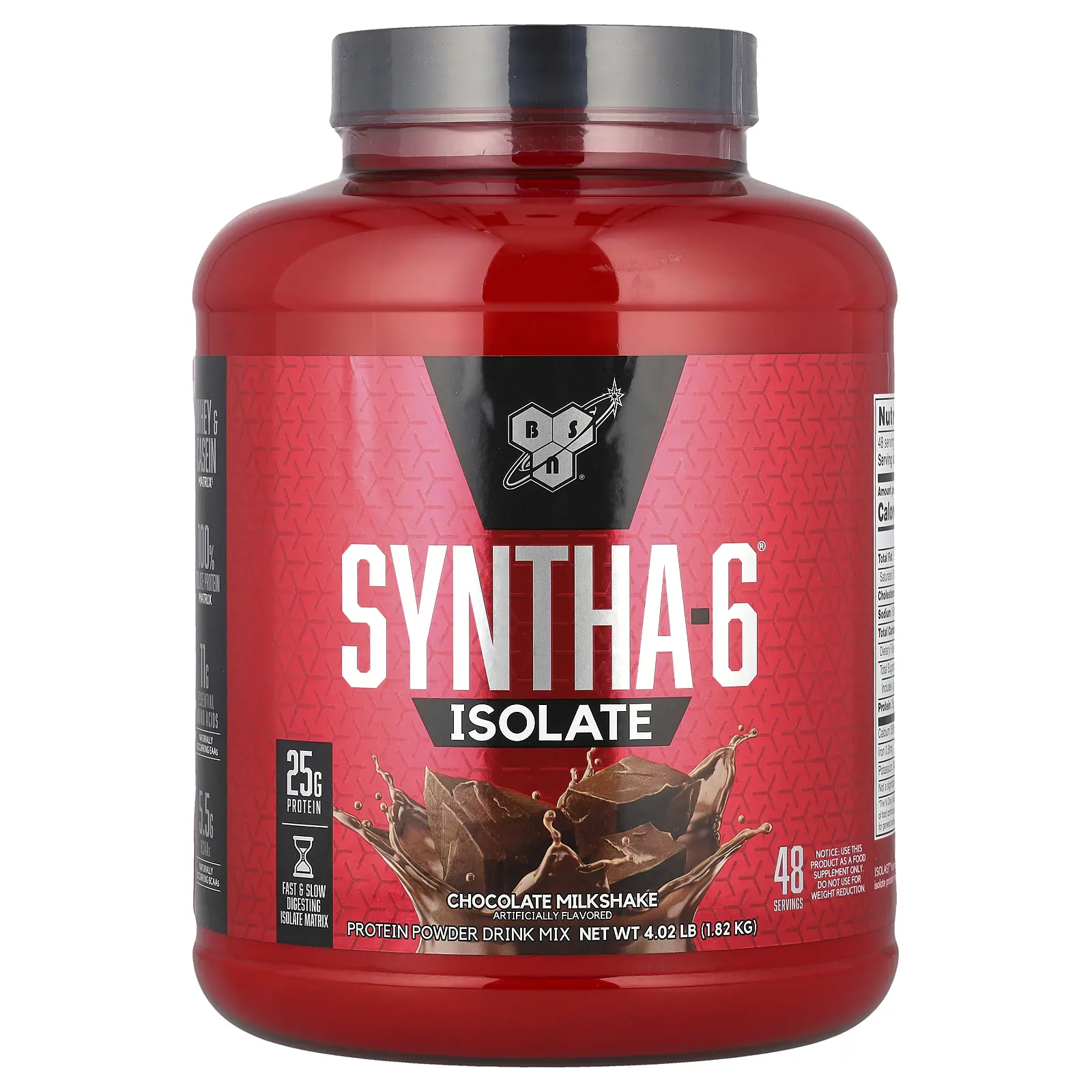 BSN Syntha-6® Isolate, Protein Powder Drink Mix, Chocolate Milkshake, 4.02 lb (1.82 kg)