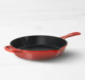 Le Creuset Enameled Cast Iron Skillet, 10.25" (1-3/4 qt.), Cerise, Black Interior, Red Handle - Cookware, Pans