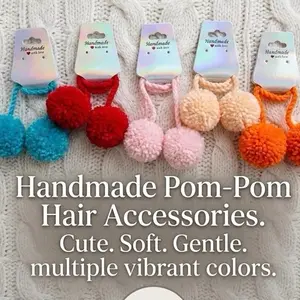 Handmade Pom Pom Hair Accessory Set, 2 Pieces per Pack