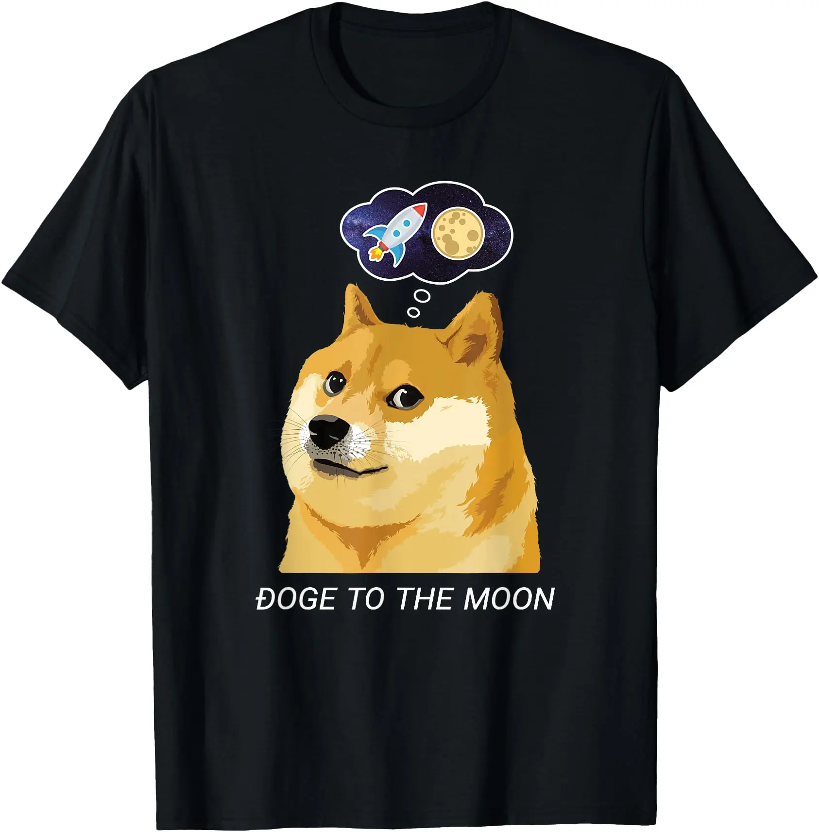 Dogecoin Doge To the Moon HODL Crypto Meme T-Shirt Classic Cotton Top