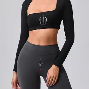 Sovereign Top - Black Long Sleeve Crop Top with Unique Design for Women