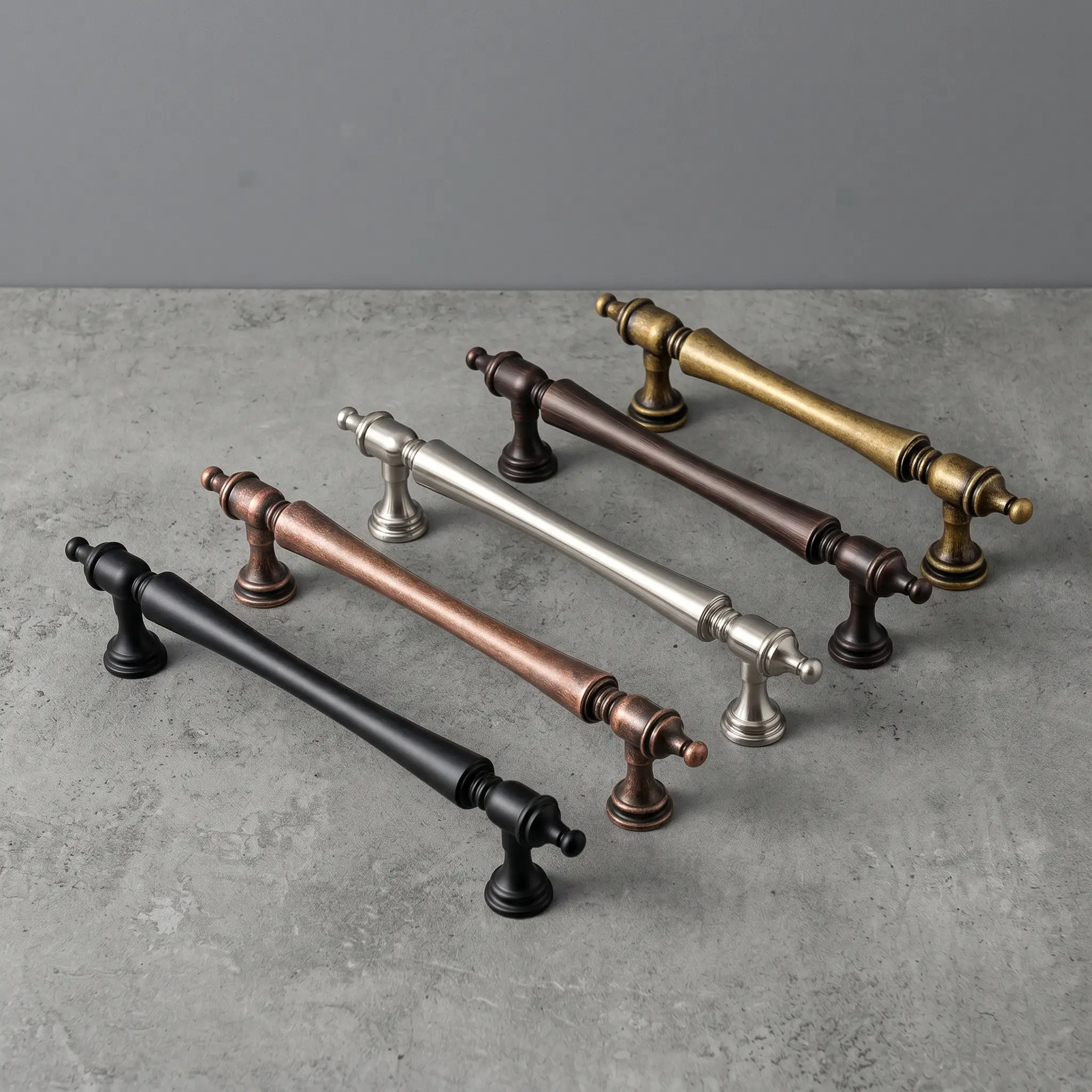 Goo-Ki 6-Pack 5in Antique Brass Cabinet Handles - Farmhouse Tapered Bar Pulls with Decorative Finials, Sculpted Detailing, 1-3/8in Projection, High-Density Artisanal Patina for Kitchen, Bathroom Furniture (Baroque-Inspired Artistry), Bedroom Dressers