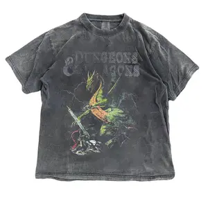 Dungeons And Dragons T-Shirt, Vintage DND Dragon Graphic Tee, Retro Fantasy Gaming Apparel, Mineral Wash Gift for Gamers Womenswear Top Tshirt Crewneck