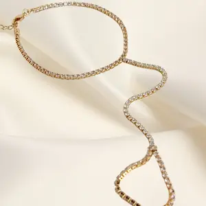 SGM 18k Gold Filled Hand Chain w diamonds- Non Tarnish/Fade, Waterproof, Hypoallergenic, Ideal for Everyday Wear