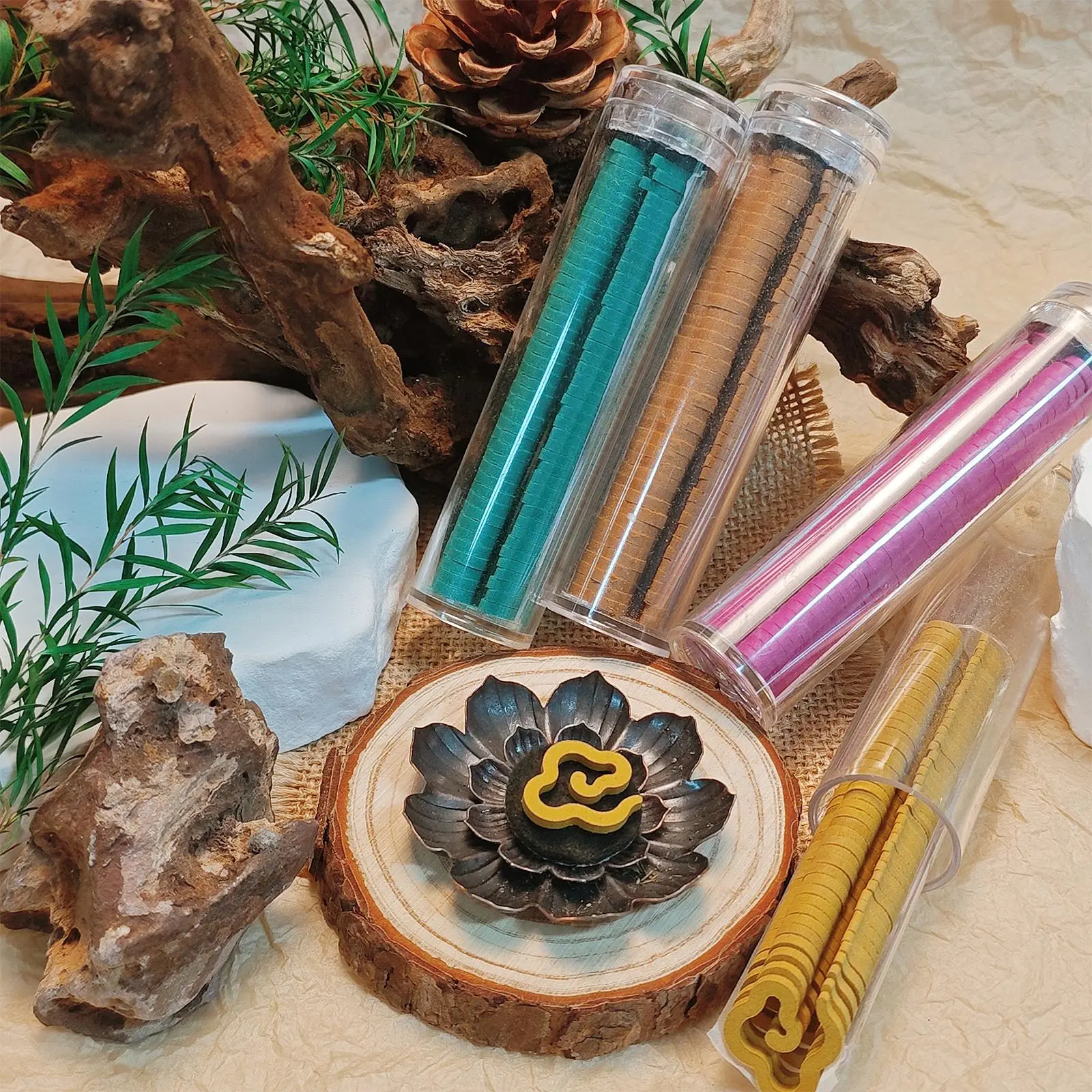 Creative Cloud-Shaped Backflow Incense Cones (11cm), Home Fragrances with 6 Unique Fragrances, 45 Count Per Tube, Single Color & Scent Per Tube, Room Scents to Purify and Calm Indoor Spaces, Aroma Blend Scented