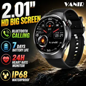 VANIR Touchscreen Smartwatch, Multifunctional Smartwatch, Bluetooth Calling Smart watch 2.01'' IP68 Waterproof 110+ Activity Modes Fitness Tracking Lightweight Battery Runtime Notification Alert Music Control for Men Women Compatible with iPhone Android