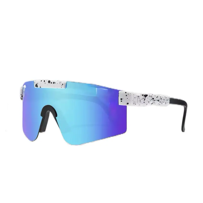 Sport Glasses with Blue Gradient Lenses and White Speckled Frame Design