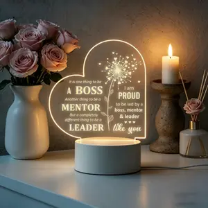 Thank You Gift For Boss Mentor Leader, Acrylic Night Light Appreciation Gift For Boss Leader Mentor, Office Desk Decor Birthday Retirement Gift For Women Men Boss