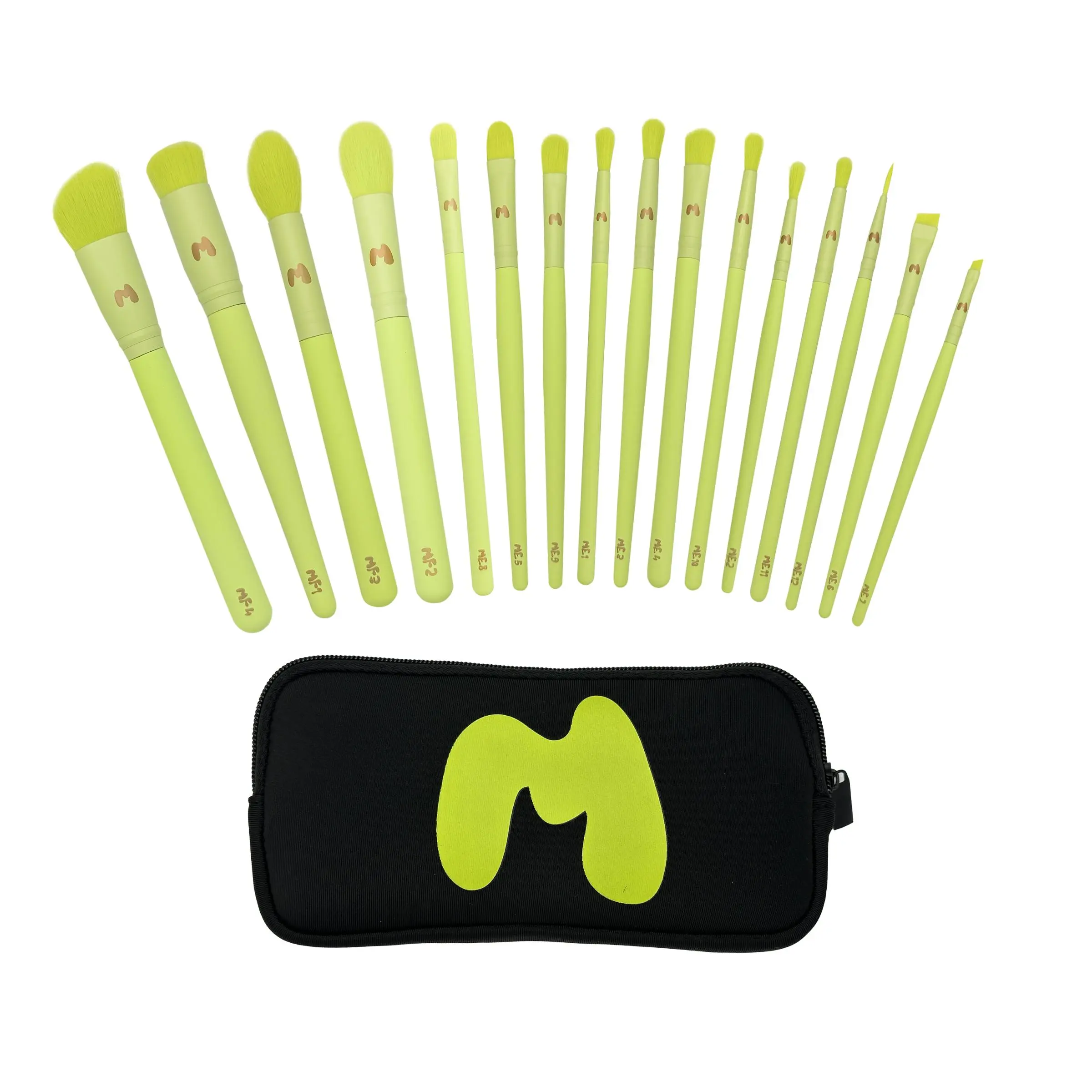 16 PIECE MAKEUP BRUSH SET & BRUSH POUCH - MADE BY MITCHELL Beauty Cosmetic Brush Set