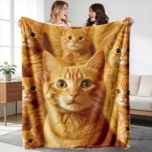 Cute Cat Blanket High-Weight Flannel Fabric, Soft and Warm, Anti-Wrinkle Easy Clean, Perfect Gift for Cat Lovers, Bedroom Cover and Decor, Throw Blanket, Cozy throw blanket