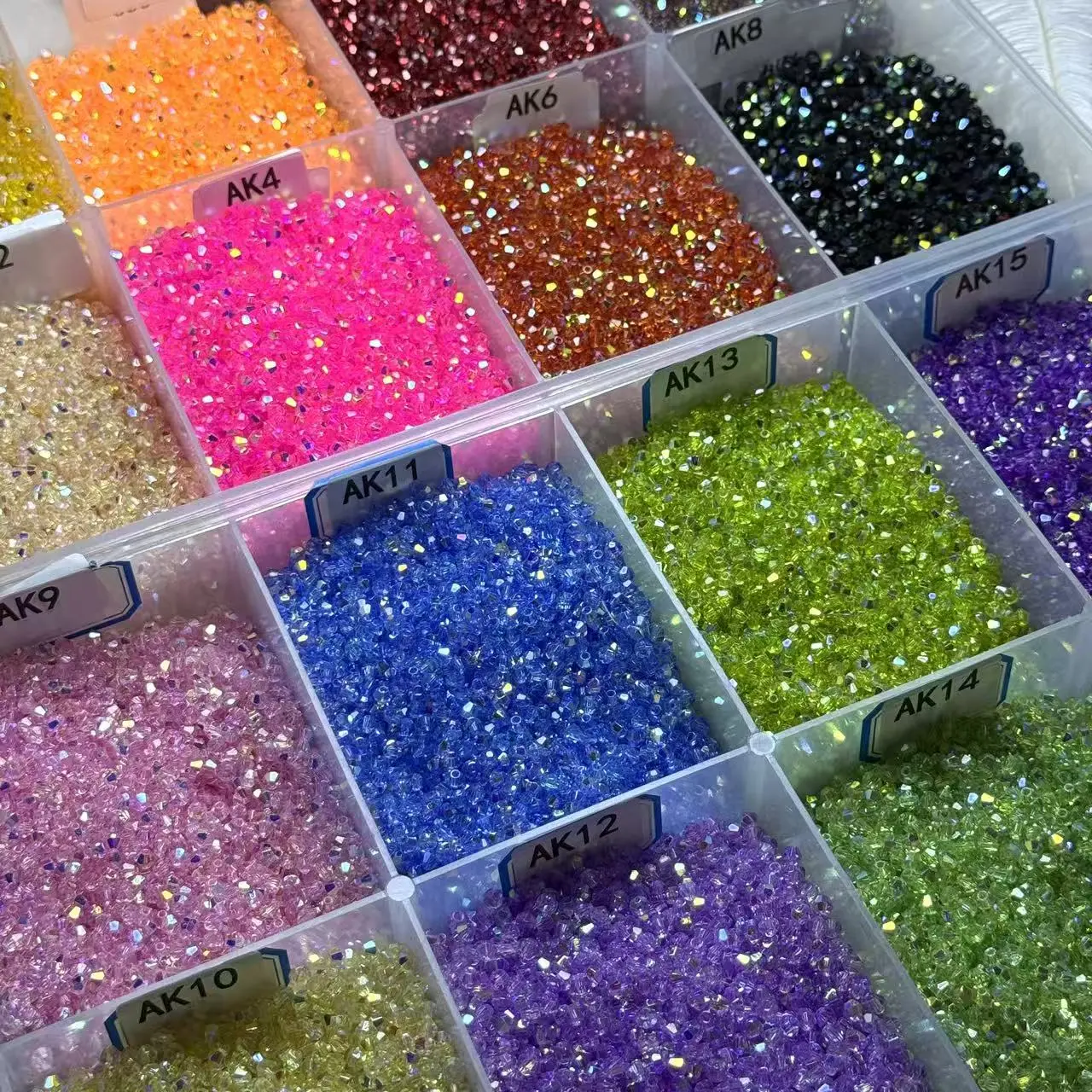 【AK1-16】4mm Electroplated Bicon Glass Beads 30ml