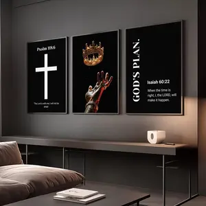 Set of 3 God's Plan Black Exellence Bible Verse Prints Wall Art Poster HD Print Unframed Aesthetic Room Home House Modern Wall Decor Trendy Gift.