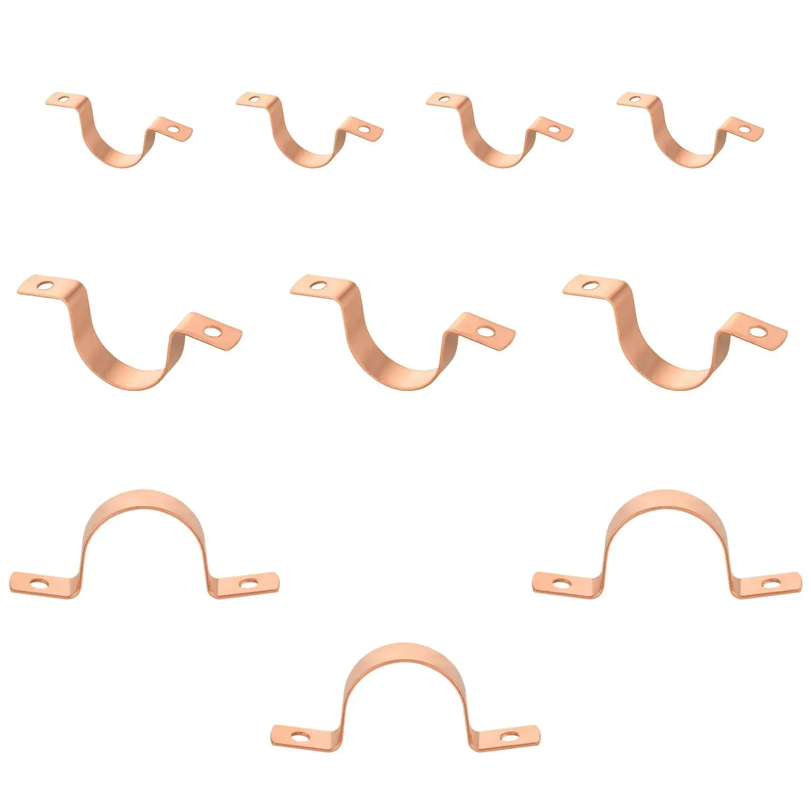 10-Pack 1-1/4" Copper Pipe Straps, Two Hole