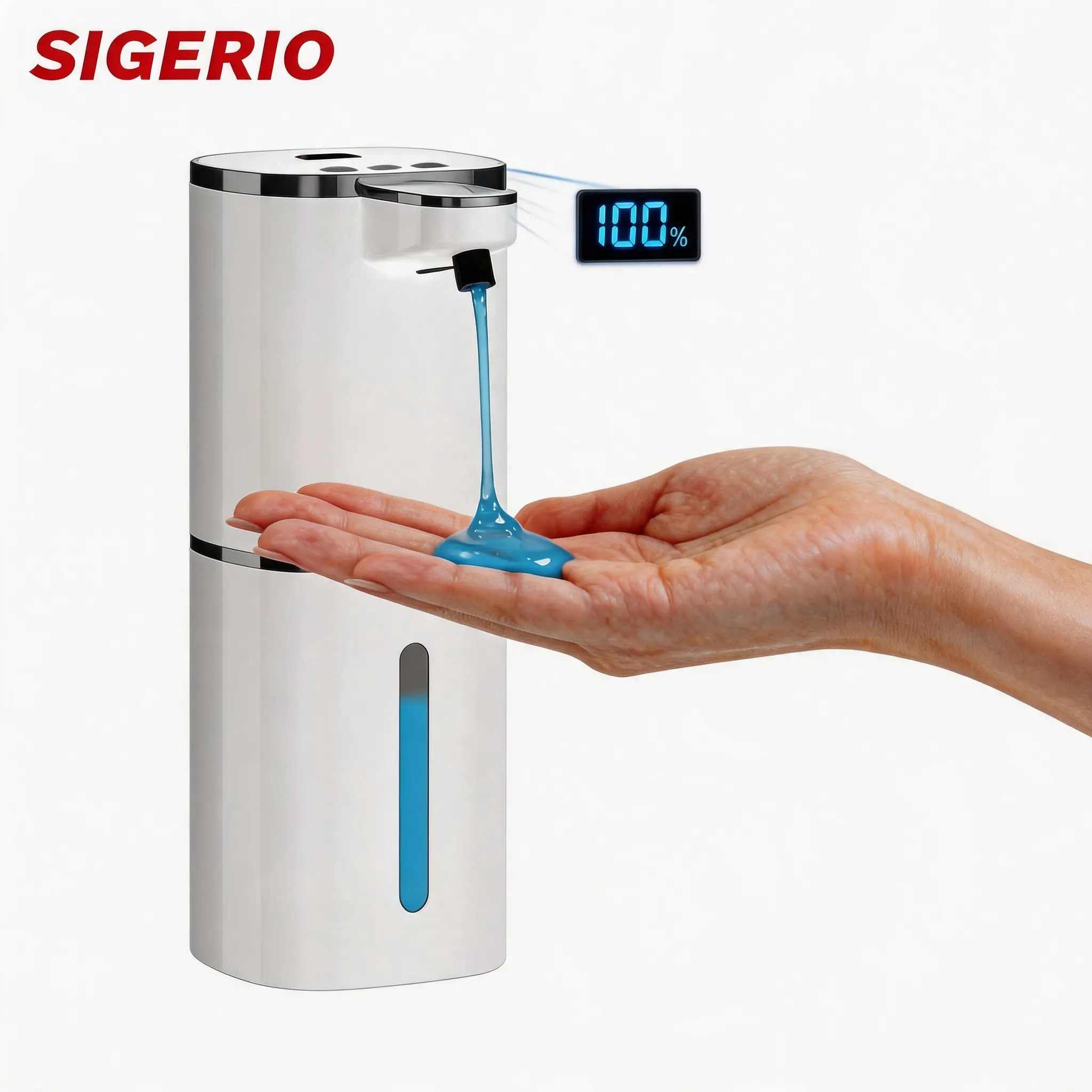 Automatic Liquid Soap Dispenser, 9 Adjustable Levels, 380ml/12.8oz, Touchless Hand Soap or Dish Soap Dispenser,IR Sensor & Display,Wall-Mount or Tabletop Use for Bathroom Kitchen
