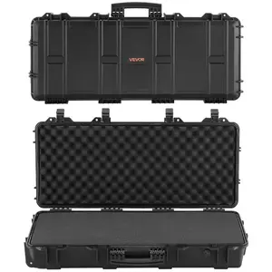 VEVOR Hard Rifle Case, Lockable Rifle Case with 4 Layers Pre-cut Foams, 36 in Gun Storage with Wheels, IP67 Waterproof Dustproof Pistol Storage Cases for Rifles, Shotguns, Airsoft Guns, Black