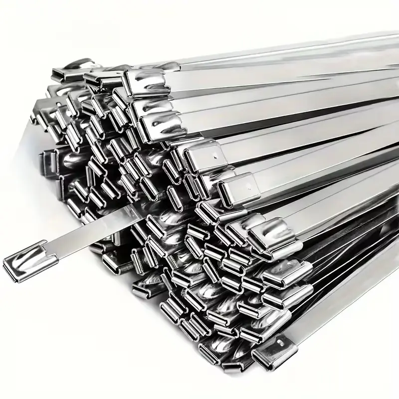 100Pcs/50Pcs Metal Zip Ties,304 Stainless Steel, Heavy-Duty Self-Locking Cable Ties, Suitable for Exhaust Wraps,Chain Link Fencing, Wire Fence Installations, and Outdoor Poultry Enclosures,Must-have to diy,Tiktok shop deal -YY