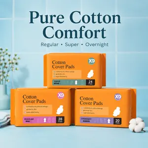 Women's X9 Cotton Cover Sanitary Pads, Ultra-Soft Breathable Period Pads with Leak Protection, Fragrance-Free, Regular/Super/Overnight Options, Multi-Pack Available