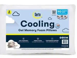 Serta Cooling Gel Memory Foam Cluster Bed Pillow 2-Pack - Fresh & Cool Support for Restful Nights - Machine Washable Comfort Enhancing Pillows