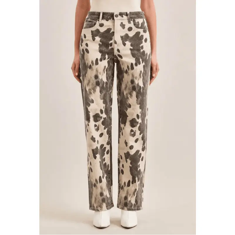Hidden Cow Print Classic Straight Leg Jeans