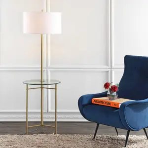 JONATHAN Y Charles 59" Metal/Glass LED Side Table and Floor Lamp