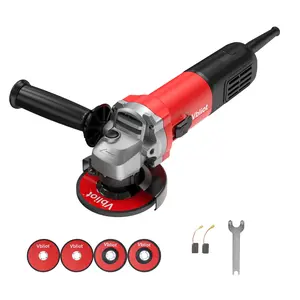 7.5Amp 4-1/2-inch and 5-inch 11000 RPM 720–1100W angle grinder including 2 cutting discs 2 grinding wheels a non-slip handle and carbon brushes suitable for metal and woodworking