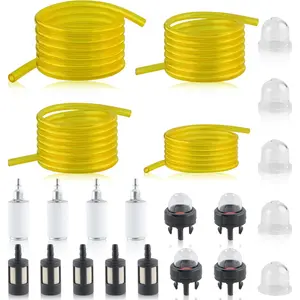 4 Sizes 16 Feet Fuel Line Hose Fit for Zama for Stihl for Poulan for Craftsman for Husqvarna Trimmer Chainsaw Blower with Snap in Primer Bulb, Primer Bulb, Fuel Filter