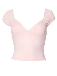 Women's Solid Sweetheart Neck Crop Tee, Casual Cap Sleeve T-Shirt for Outdoor Daily Wear, Ladies Summer Clothes, Summer Outfits 2024, Tshirt