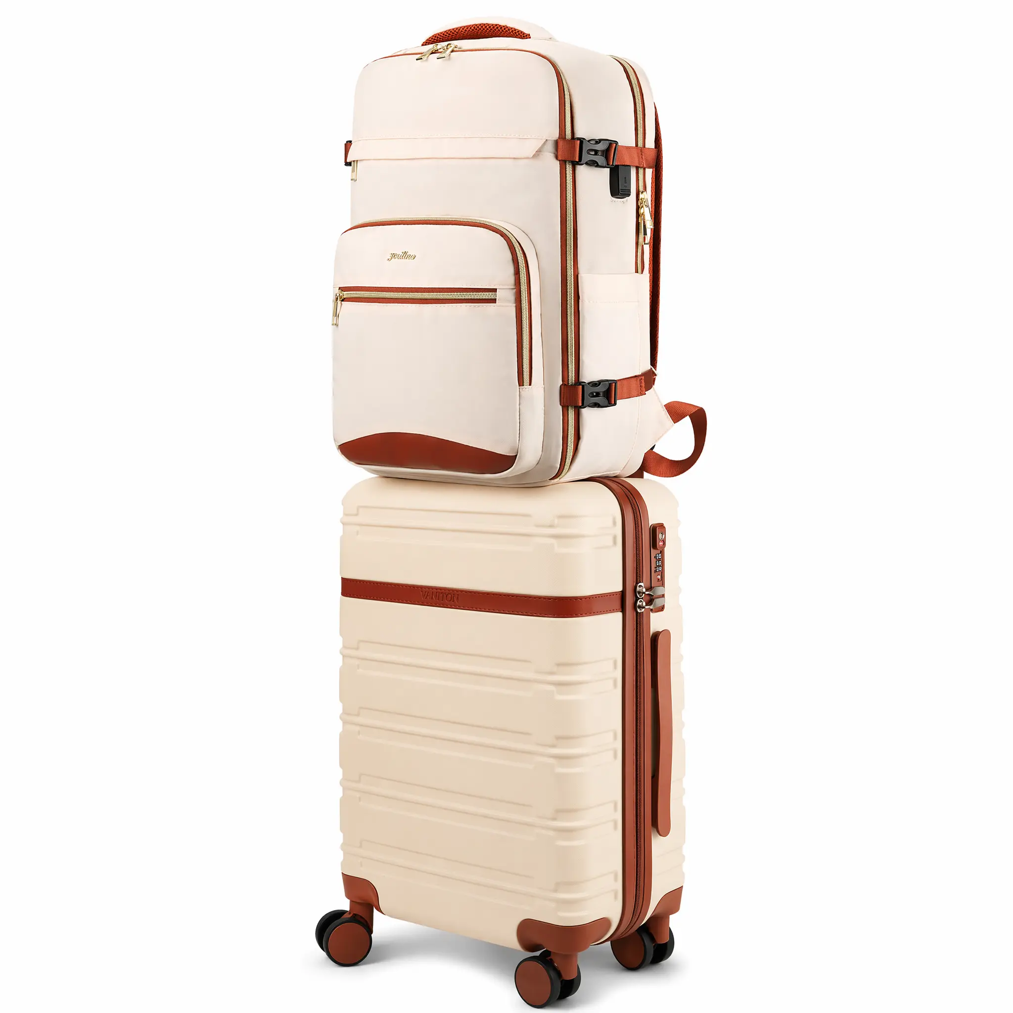 YAMATION 6-in-1 Summer Vibes Travel Luggage Set with 20" Suitcase & 40L Backpack, TSA Lock 360° Spinner Wheels Expandable Hardshell for Teens Adults