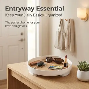 Minimalist Entrance Tray Organize Your Daily Essentials Modern Aesthetic Wood Grain Texture Home Decor Storage Solution
