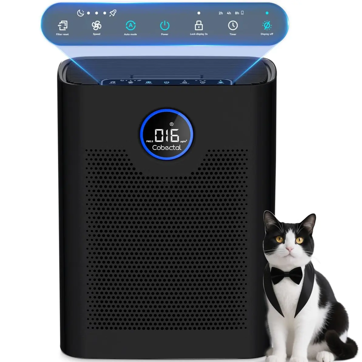 Cobectal smart mode air purifier - Model ZQA-8000A | Super Quiet Air Cleaner for Bedroom, Office, Large Room | 24/7 Auto Mode, PM 2.5 & Air Quality Sensor, Allergen & Pollen Relief, Home Essentials