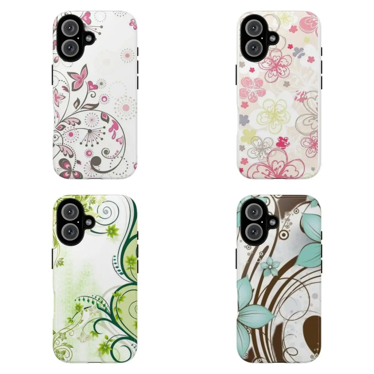 Elegant Floral Swirl Phone Case|Vintage Pastel Flower Botanical Aesthetic Protective Cover For iPhone 17 Pro Max 16 15 14 13 12 11 for Samsung S21 S22 S23 S24 S25 S26 Phone Case|Tough Phone Case|gift for him for her|Best Gift