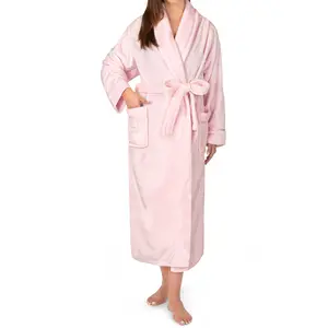 PAVILIA Robes For Women, Fleece Soft Fluffy Bathrobe, Plush Cozy Long Spa Robe, Satin Trim