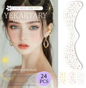 24 Pcs Gold Face Makeup Patches, Glitter Freckles Face Tattoo, Glitter Freckles, Sparkle Makeup Patches, Waterproof Face Glitter Freckles Patches for Women