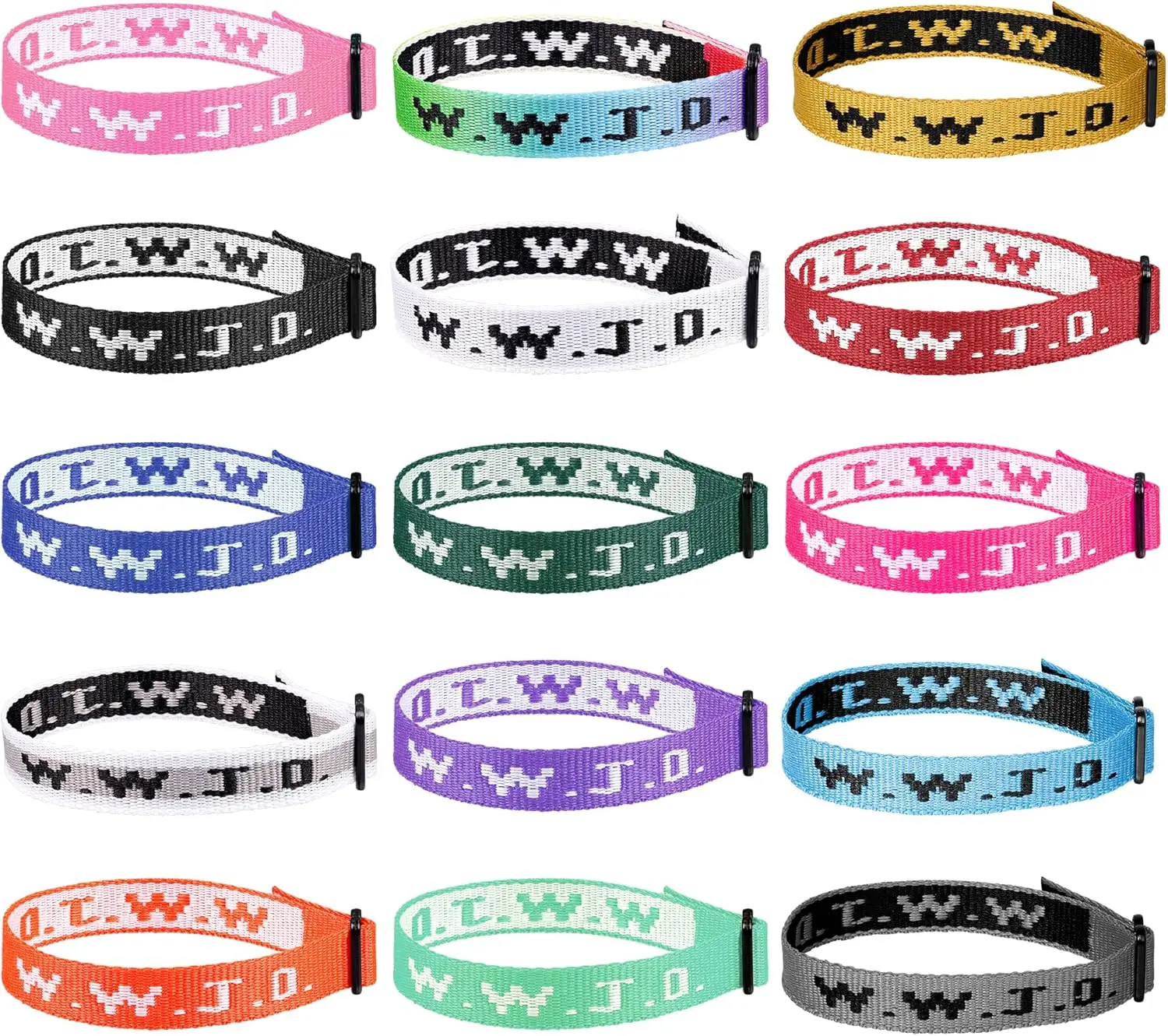 15 count WWJD Webbing Bracelets for Women Men Adjustable Woven Wristbands Pack What Would  Do Bracelet Inspiration Church Religious Christian Gifts for Fundraisers