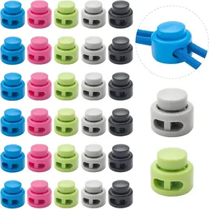 30 PCS Heavy Duty Double Hole Cord Locks for Drawstring Spring Toggle Stoppers for No Tie Shoelaces Paracord Hoodies Pants