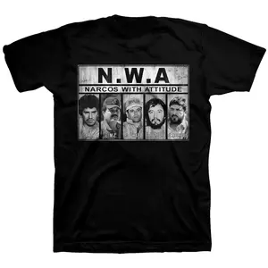 N.W.A Narcos With Attitude T-Shirt – Vintage Mugshot Graphic Tee – Gangster Rap Streetwear Style – Outlaw Culture Inspired Top – Bold Retro Statement Shirt For Men And Women Casual Fashion, Shortsleeve, Cotton