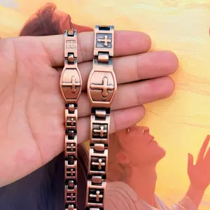 Pure Copper Bracelet for Women and Men, Magnetic Cross Bracelets  with 3500 Gauss Magnets Pure copper content 99.99% Hypoallergenic Adjustable Stack Holiday Gifts bangle