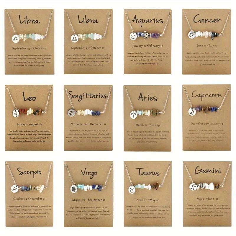Boho Zodiac Pendant Necklace with Natural Gemstones, Exquisite Chain Jewelry for Women, Ideal Birthday Gift Jewelry, Jewelry Gift