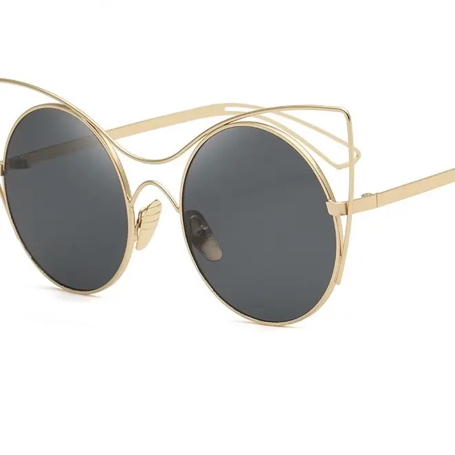 2025 new fashion glasses -Women Sunglasses Oversized Round Circle Cateye Double Frame Mirror Lens