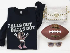 Falls Out Balls Out Funny Football Sweatshirt, Crewneck